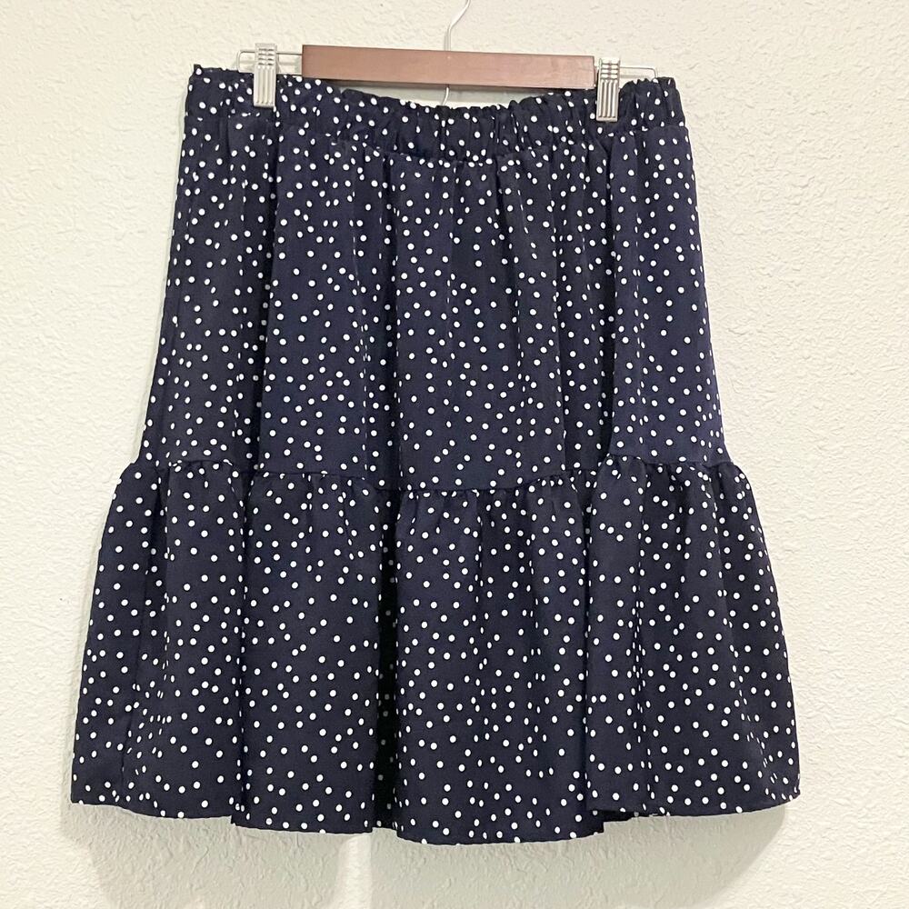 SHEIN Curve 3XL Blue Polka Dot Tiered Mini Skirt Elastic Waist Retro Feminine